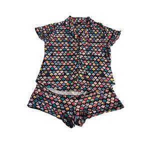 Kate Spade New York Pajama Set Large Black Multi Spade Heart KS02153 Sleepwear
